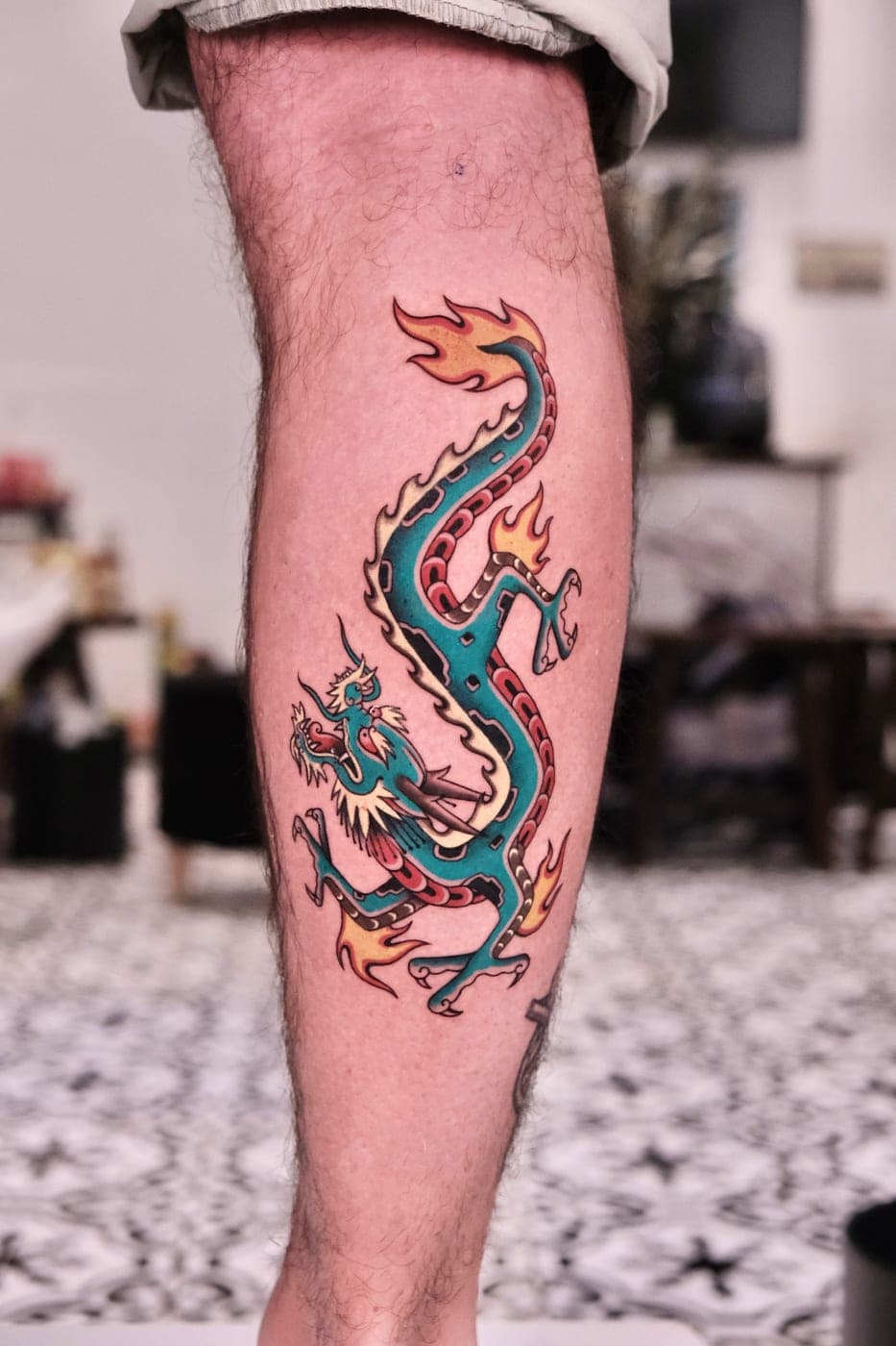 Hình xăm color rồng truyền thống